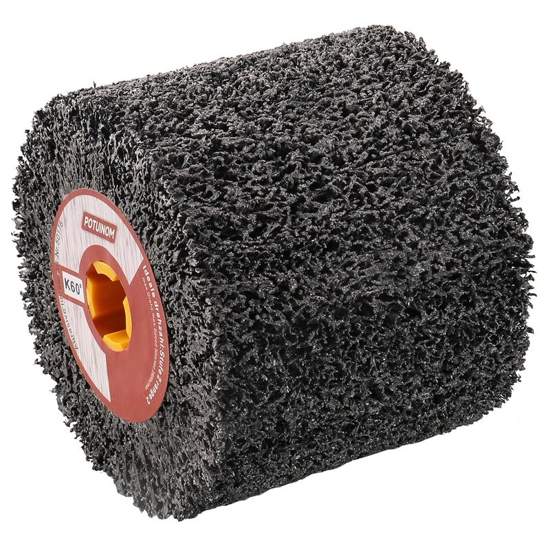 POTUINOM Abrasive Drawing Wheel Surface Conditioning Tool 60 Grit 120 x 100 x 19 mm Wire Drawing Burnishing Polishing Wheel for Wood Metal Surface Polishing 4.7"x 4" - Image 1